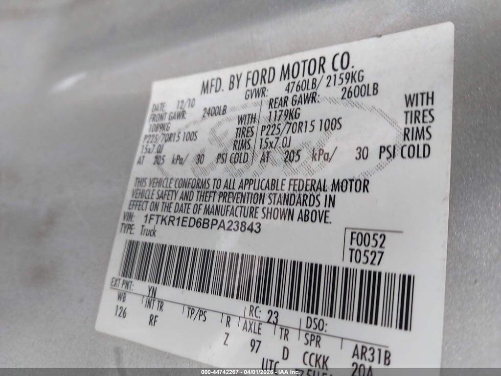 1FTKR1ED6BPA23843 2011 FORD RANGER photo no. 9