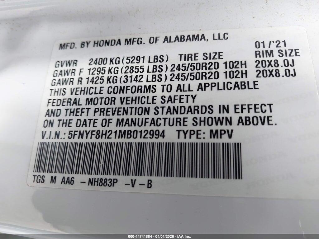 5FNYF8H21MB012994 2021 HONDA PASSPORT photo no. 9