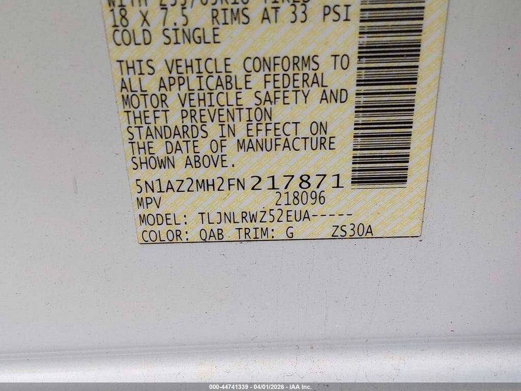 5N1AZ2MH2FN217871 2015 NISSAN MURANO photo no. 9