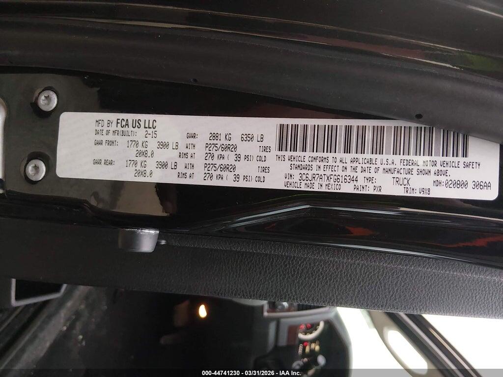 3C6JR7ATXFG616344 2015 RAM 1500 photo no. 9