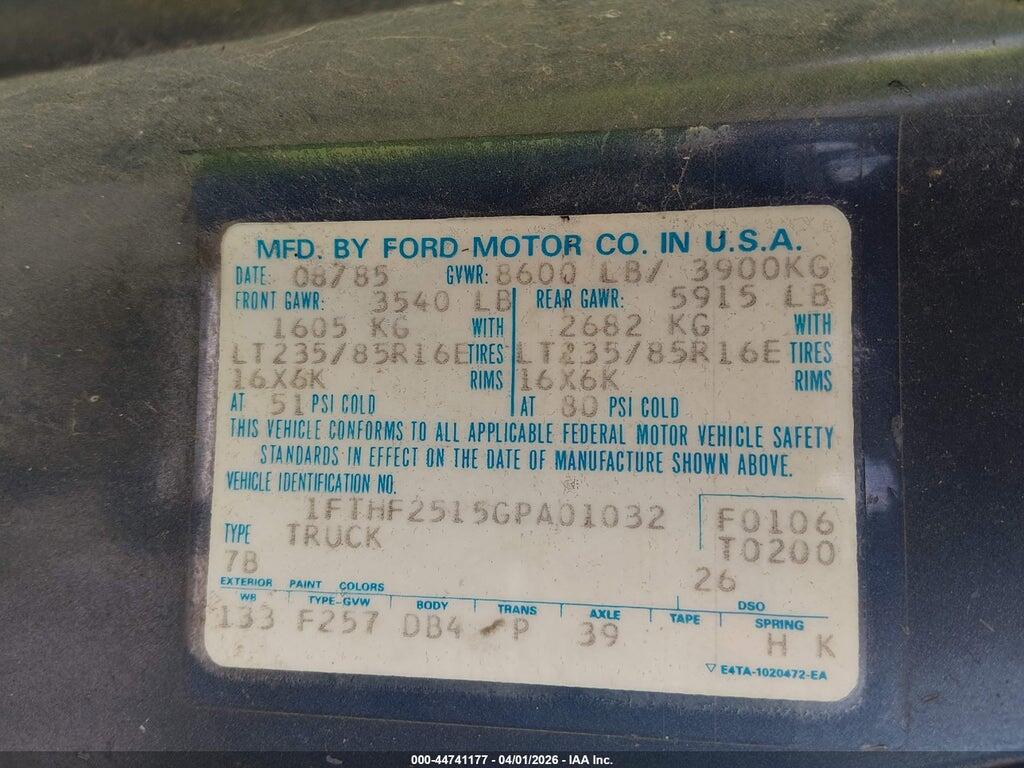 1FTHF2515GPA01032 1986 FORD F250 photo no. 9