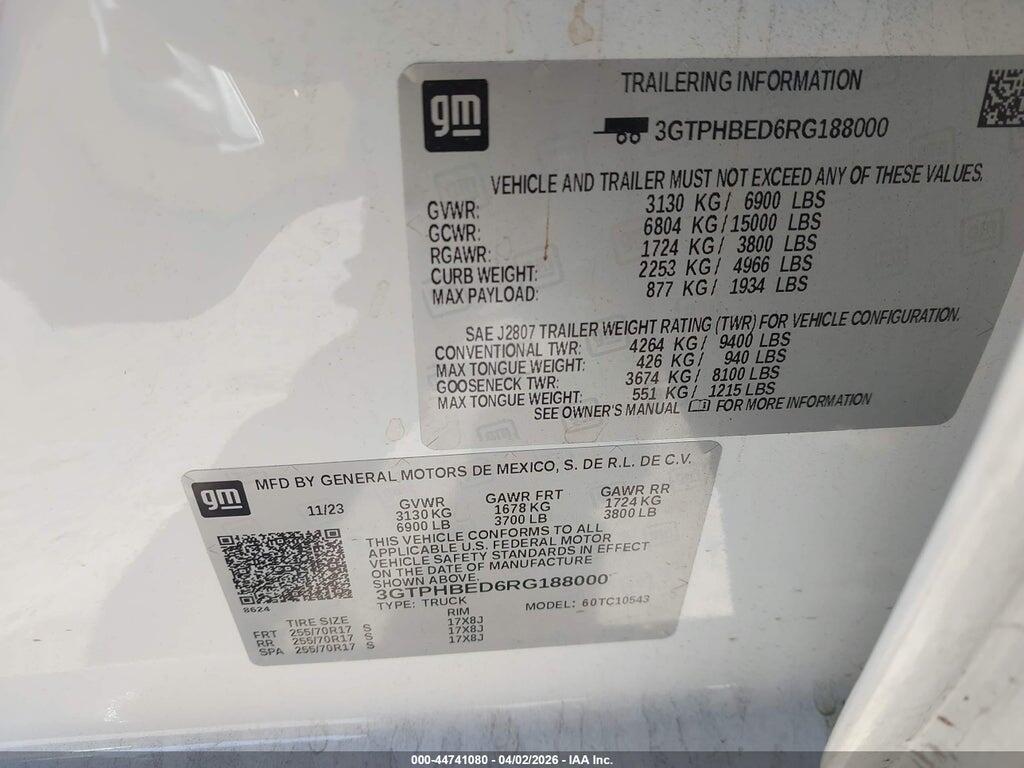 3GTPHBED6RG188000 2024 GMC SIERRA 1500 photo no. 9