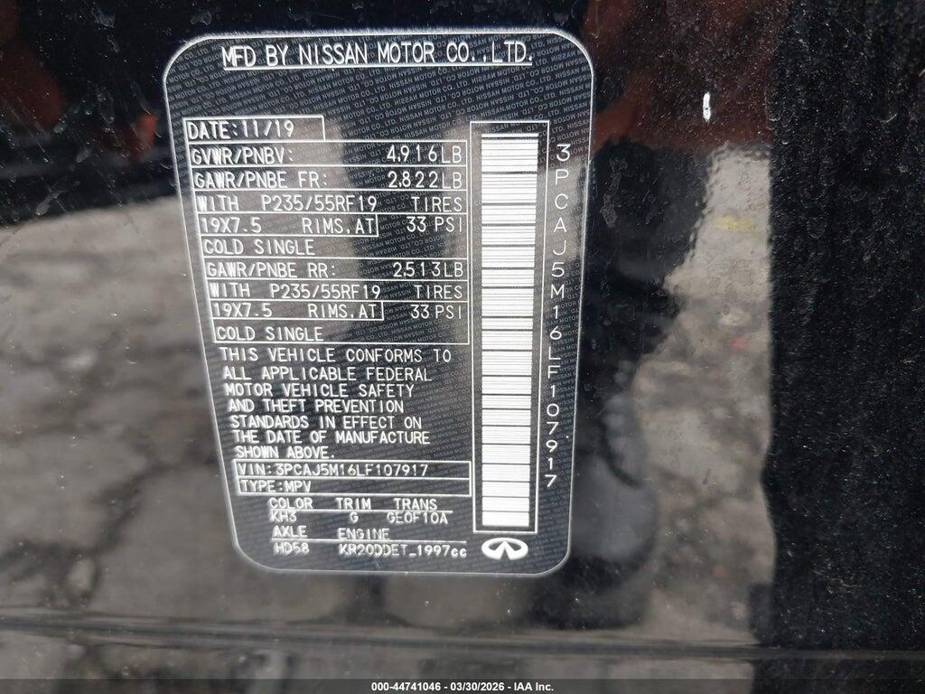3PCAJ5M16LF107917 2020 INFINITI QX50 photo no. 9