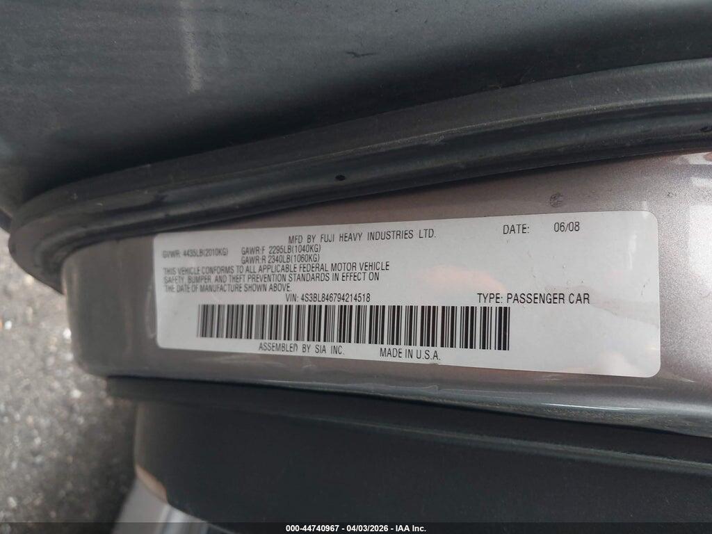 4S3BL846794214518 2009 SUBARU LEGACY photo no. 9