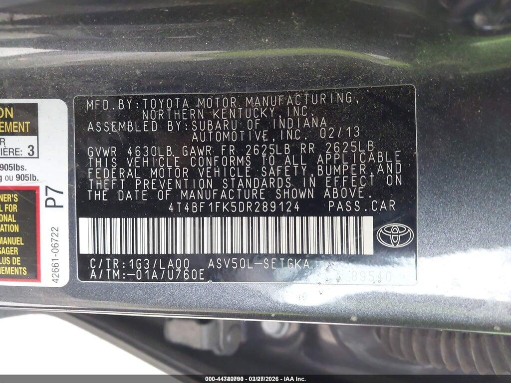 4T4BF1FK5DR289124 2013 TOYOTA CAMRY photo no. 9