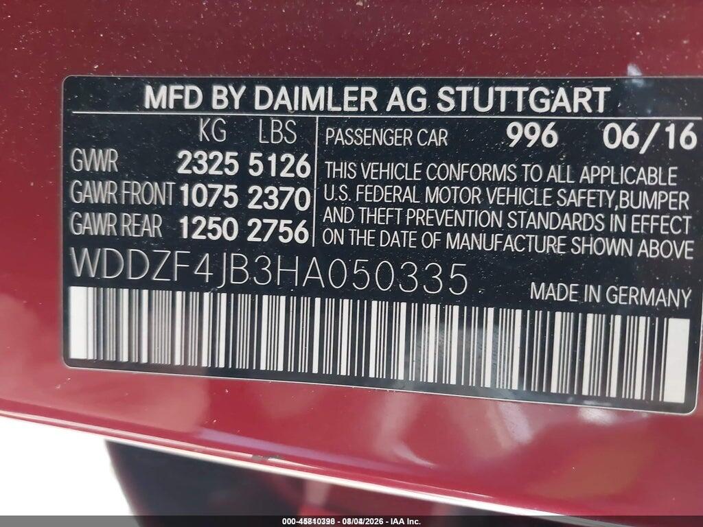 WDDZF4JB3HA050335 2017 MERCEDES-BENZ E 300 photo no. 9