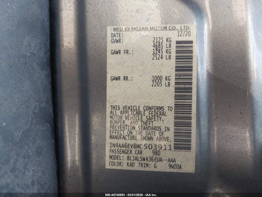 1N4AA6EV8MC503911 2021 NISSAN MAXIMA photo no. 9