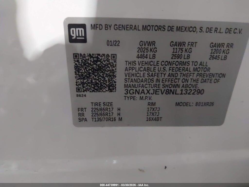 3GNAXJEV8NL132290 2022 CHEVROLET EQUINOX photo no. 9
