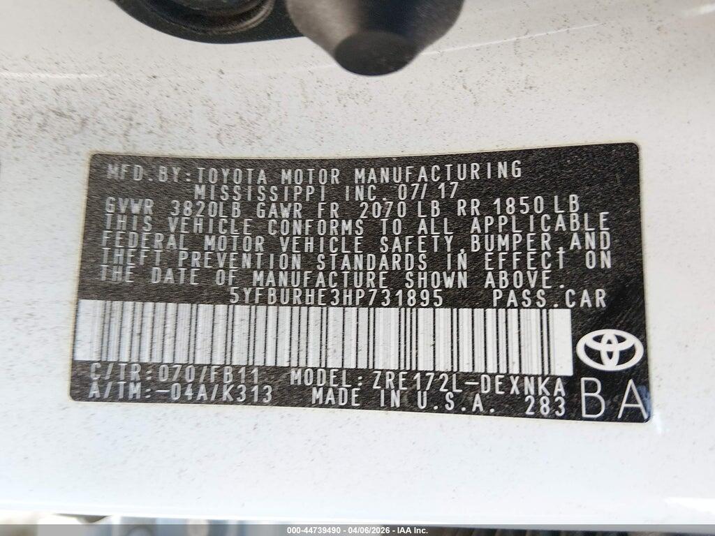 5YFBURHE3HP731895 2017 TOYOTA COROLLA photo no. 9