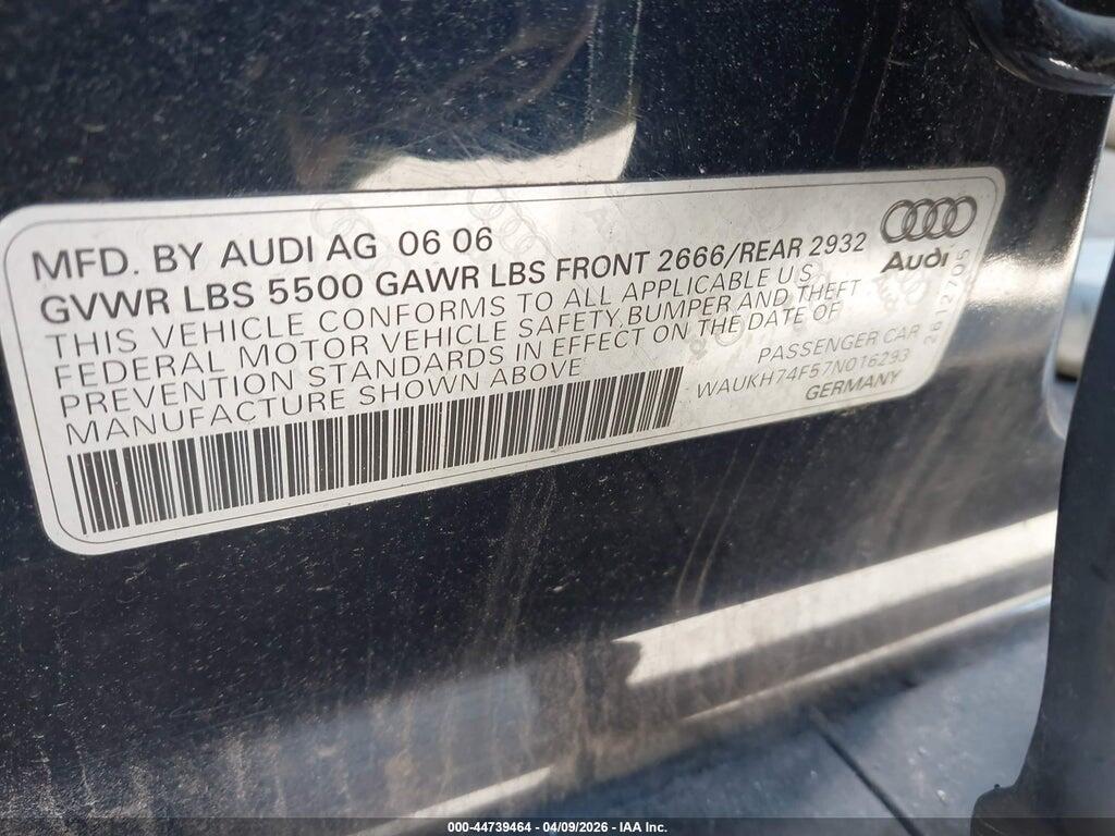 WAUKH74F57N016293 2007 AUDI A6 photo no. 9