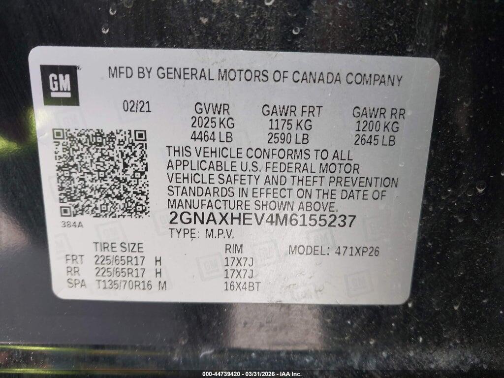2GNAXHEV4M6155237 2021 CHEVROLET EQUINOX photo no. 9