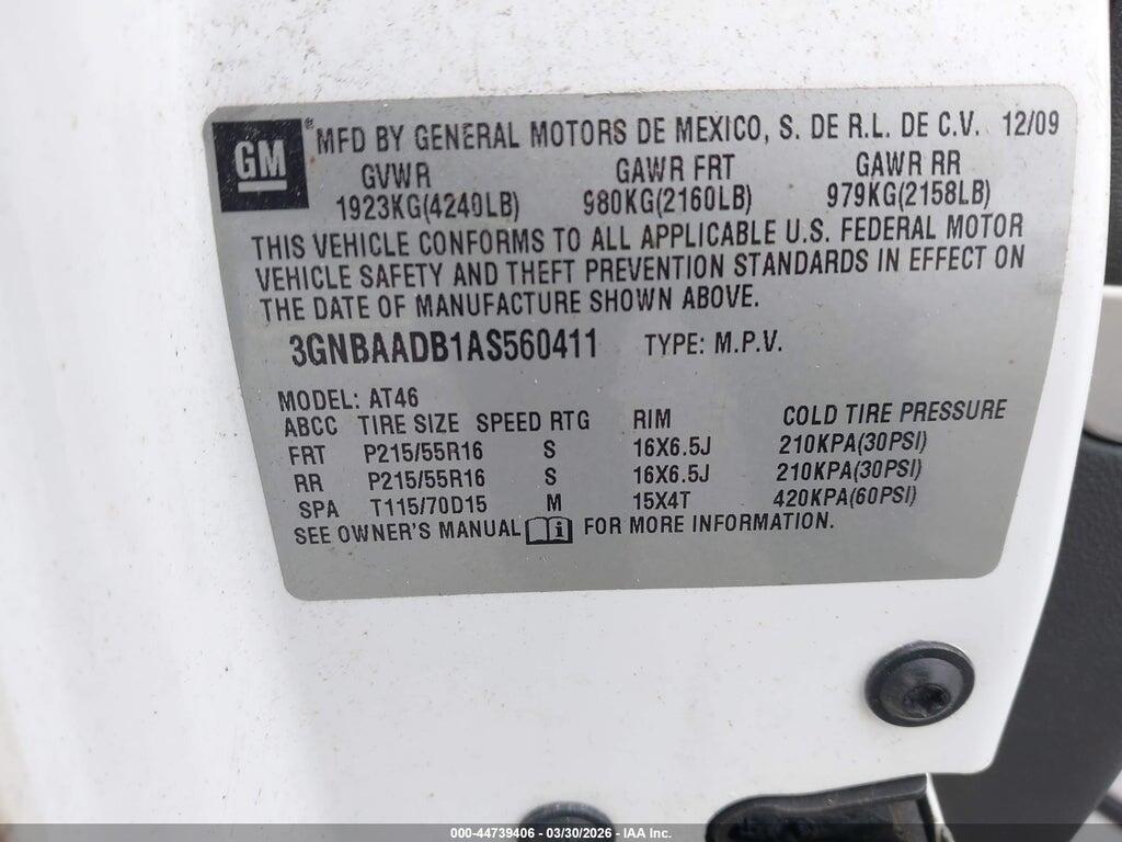 3GNBAADB1AS560411 2010 CHEVROLET HHR photo no. 9