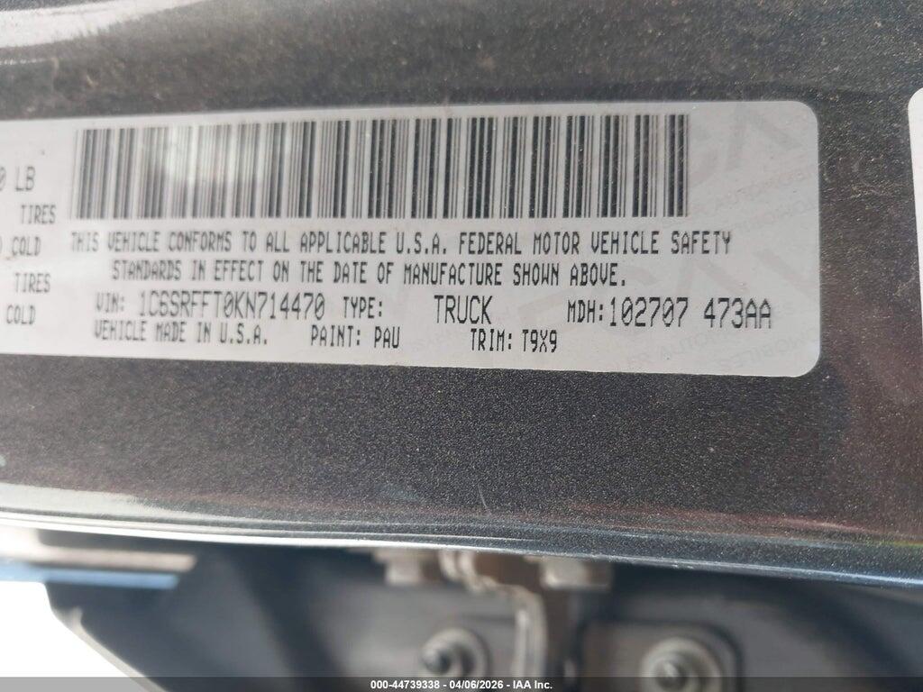 1C6SRFFT0KN714470 2019 RAM 1500 photo no. 9