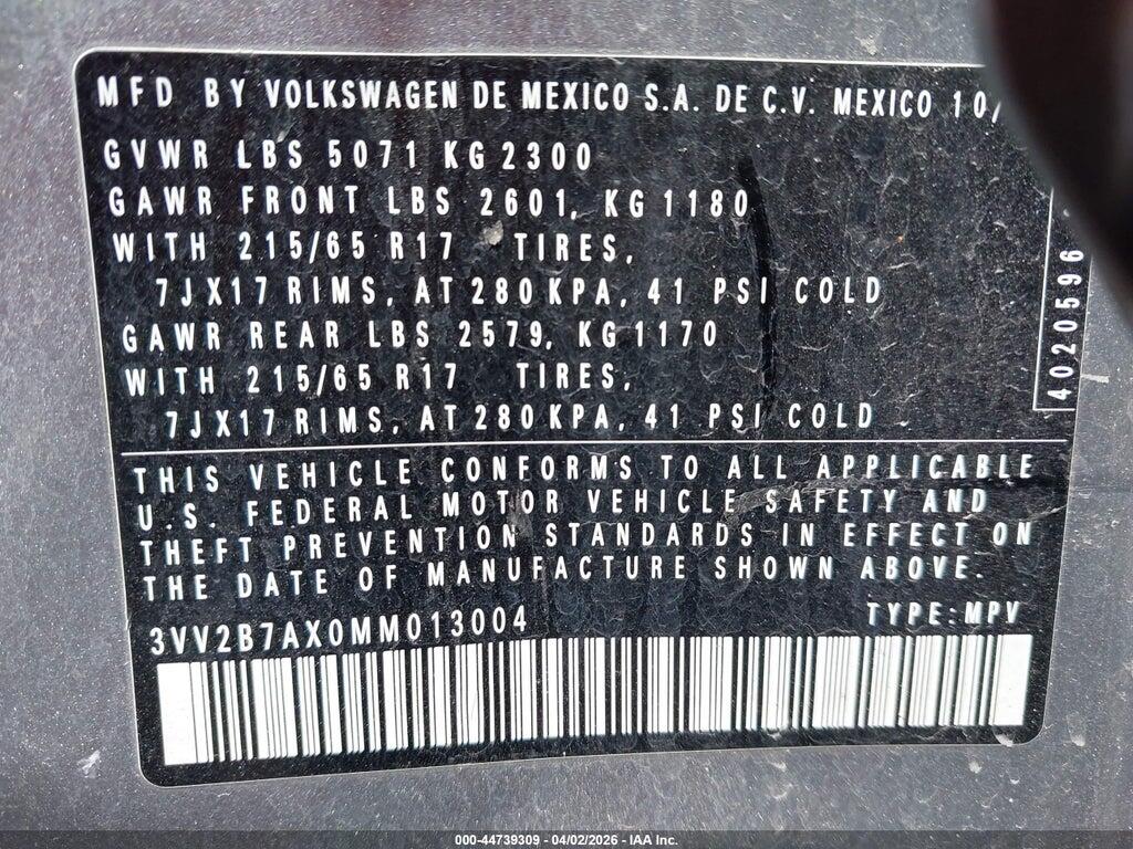 3VV2B7AX0MM013004 2021 VOLKSWAGEN TIGUAN photo no. 9