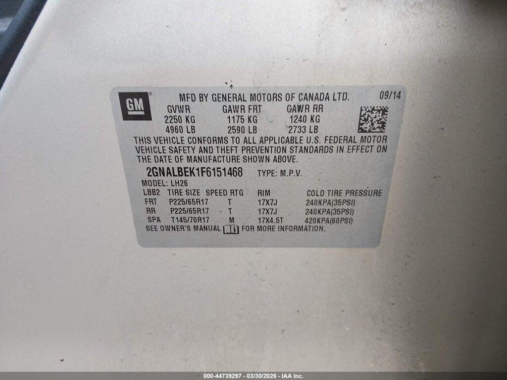 2GNALBEK1F6151468 2015 CHEVROLET EQUINOX photo no. 9