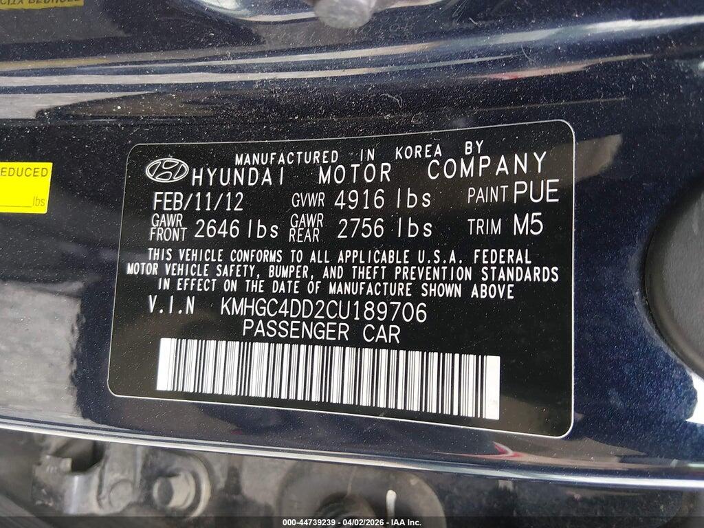 KMHGC4DD2CU189706 2012 HYUNDAI GENESIS photo no. 9