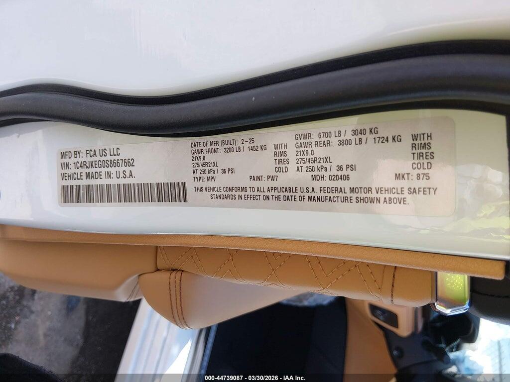 1C4RJKEG0S8667662 2025 JEEP GRAND CHEROKEE L photo no. 9