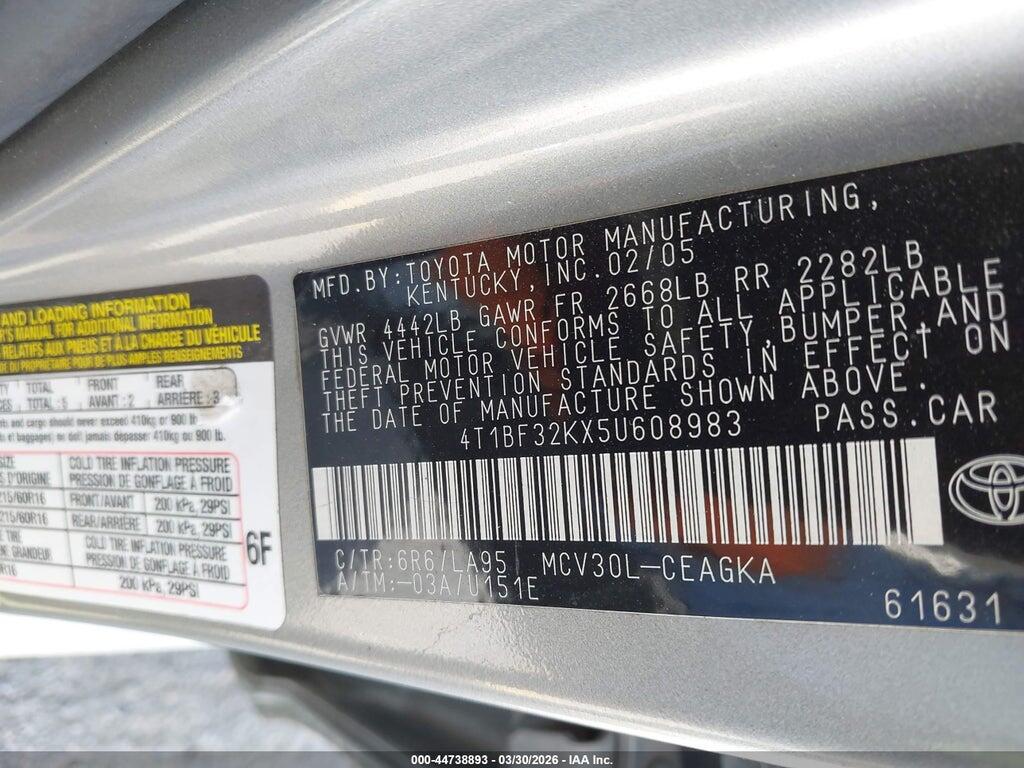 4T1BF32KX5U608983 2005 TOYOTA CAMRY photo no. 9