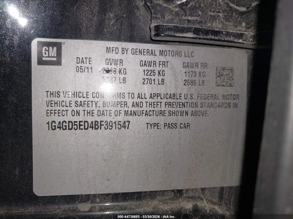 1G4GD5ED4BF391547 2011 BUICK LACROSSE photo no. 9