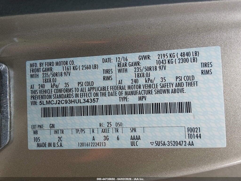 5LMCJ2C93HUL34357 2017 LINCOLN MKC photo no. 9
