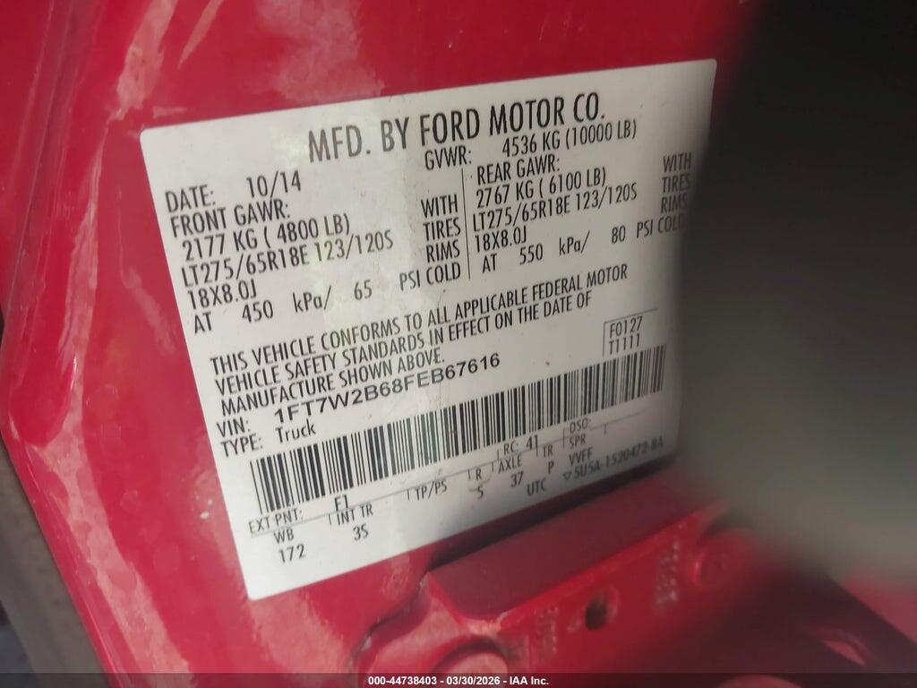 1FT7W2B68FEB67616 2015 FORD F-250 photo no. 9