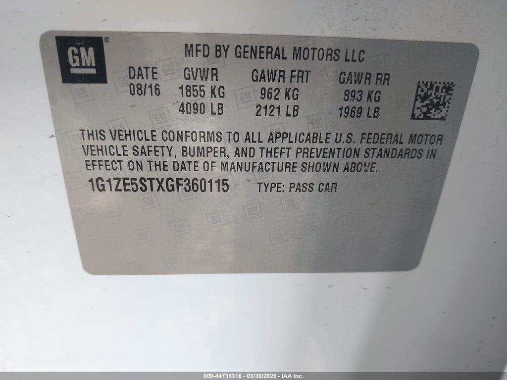 1G1ZE5STXGF360115 2016 CHEVROLET MALIBU photo no. 9