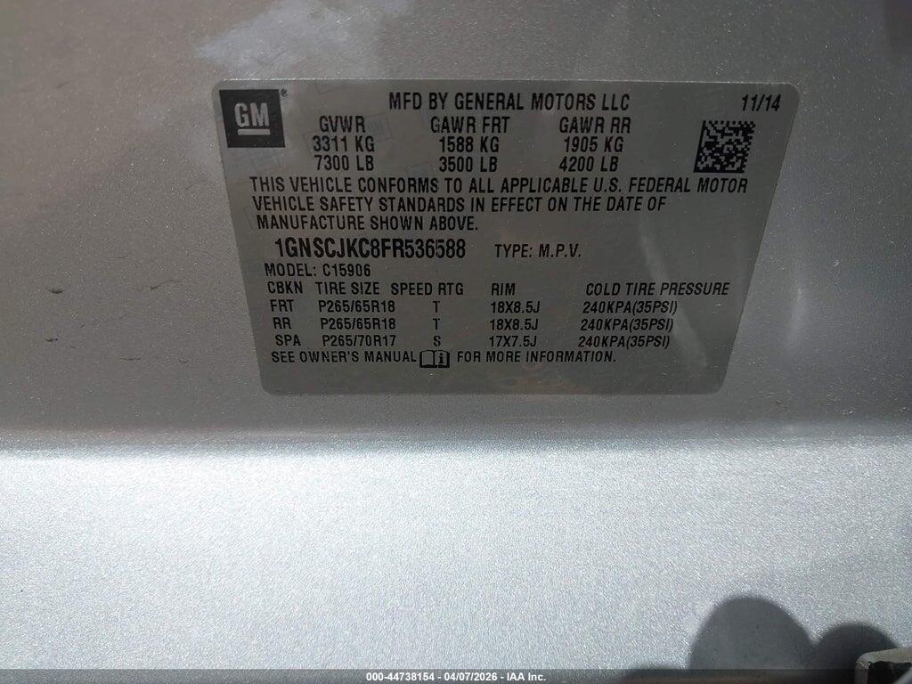 1GNSCJKC8FR536588 2015 CHEVROLET SUBURBAN 1500 photo no. 9