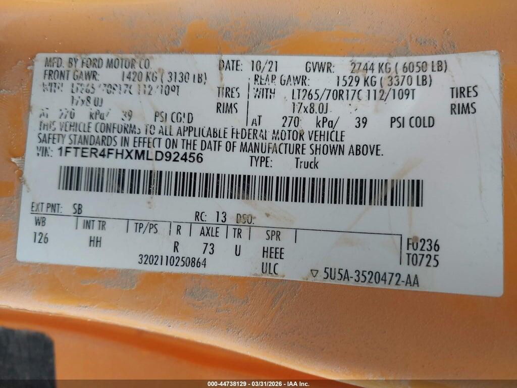 1FTER4FHXMLD92456 2021 FORD RANGER photo no. 9