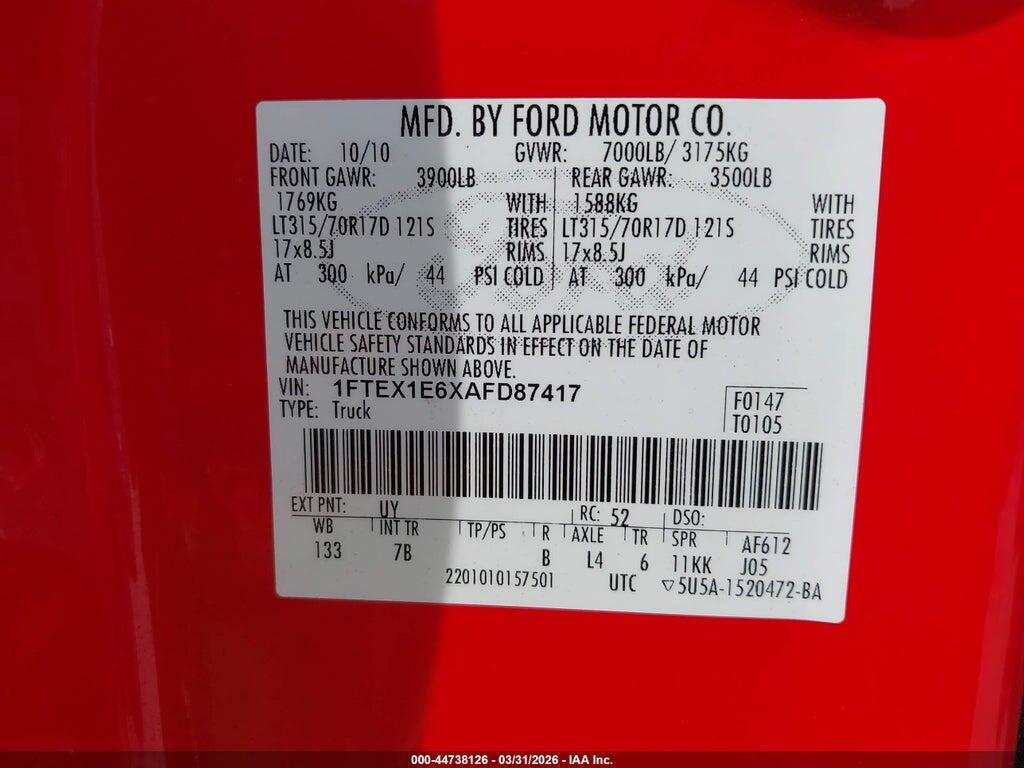 1FTEX1E6XAFD87417 2010 FORD F-150 photo no. 9