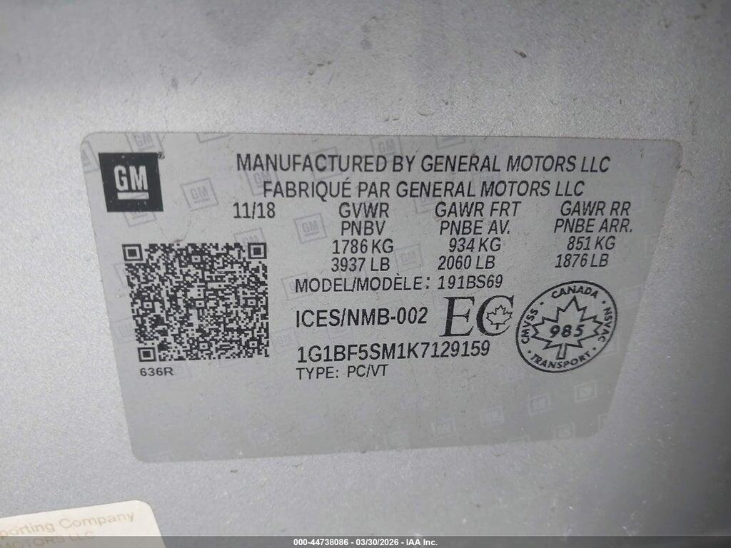 1G1BF5SM1K7129159 2019 CHEVROLET CRUZE photo no. 9