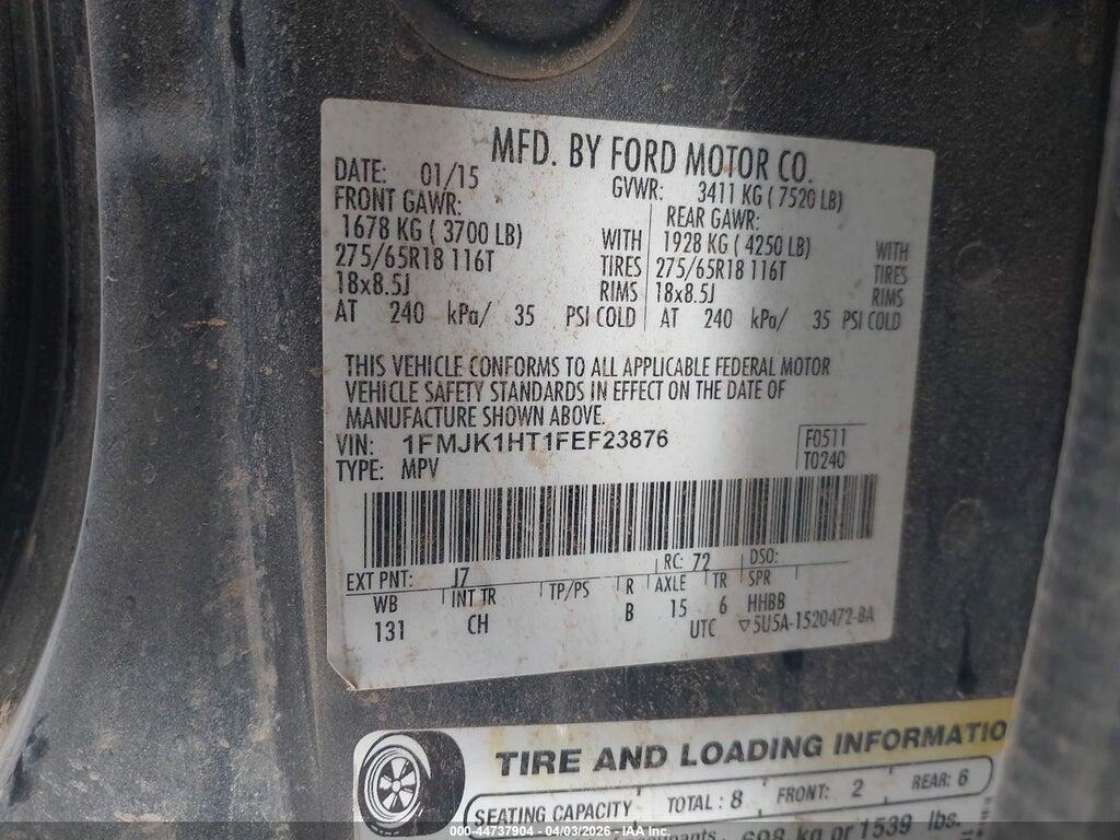 1FMJK1HT1FEF23876 2015 FORD EXPEDITION EL photo no. 9