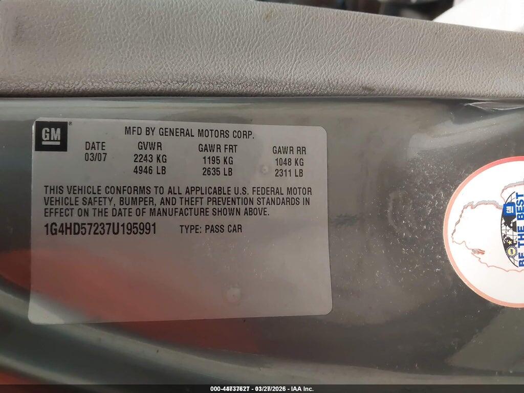 1G4HD57237U195991 2007 BUICK LUCERNE photo no. 9