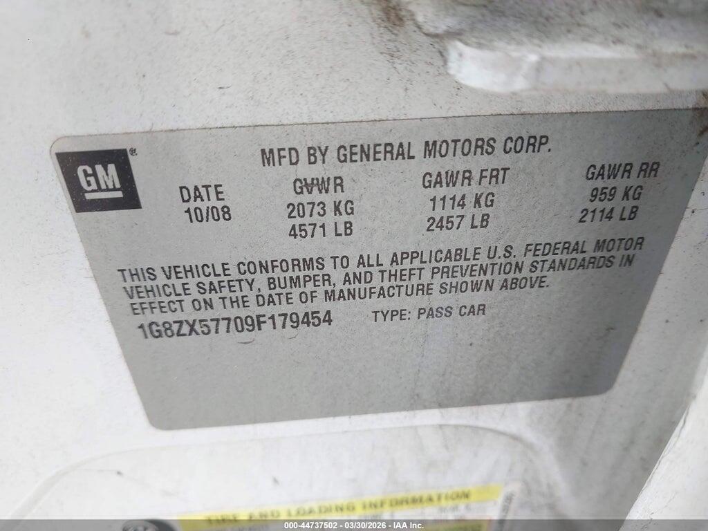 1G8ZX57709F179454 2009 SATURN AURA photo no. 9