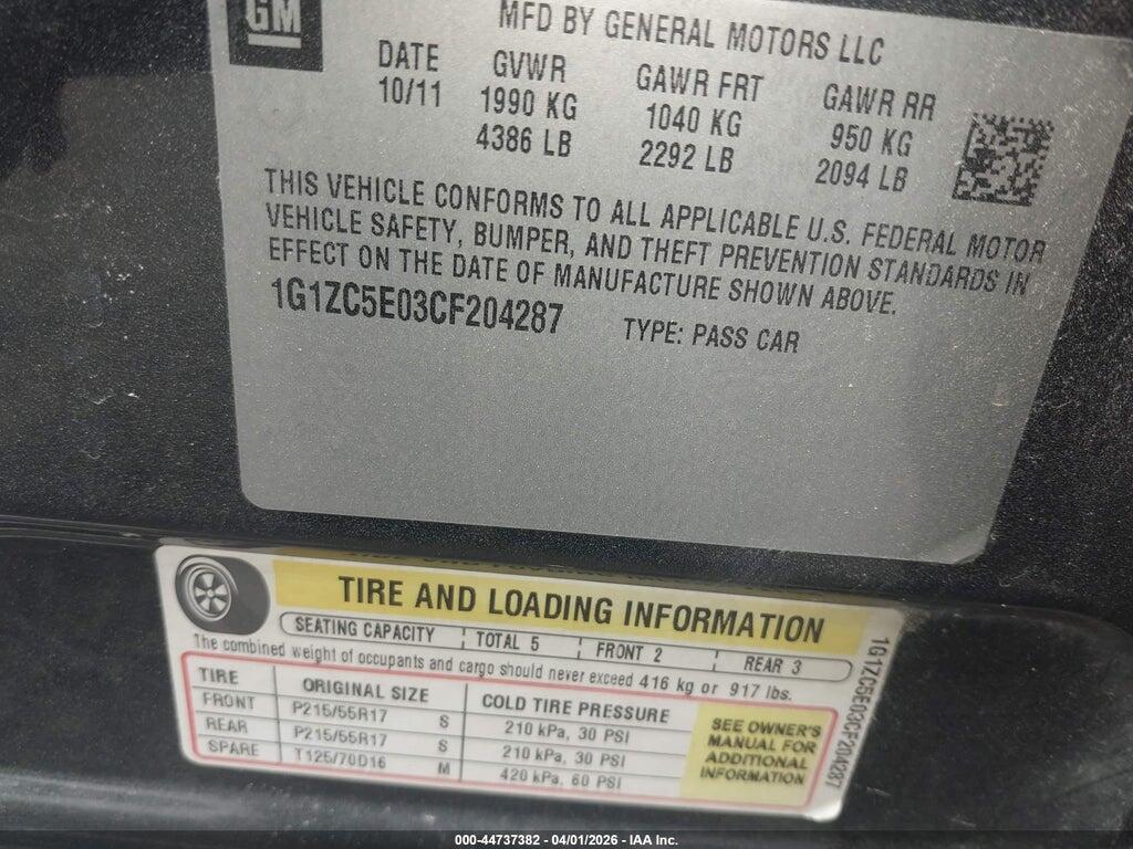 1G1ZC5E03CF204287 2012 CHEVROLET MALIBU photo no. 9