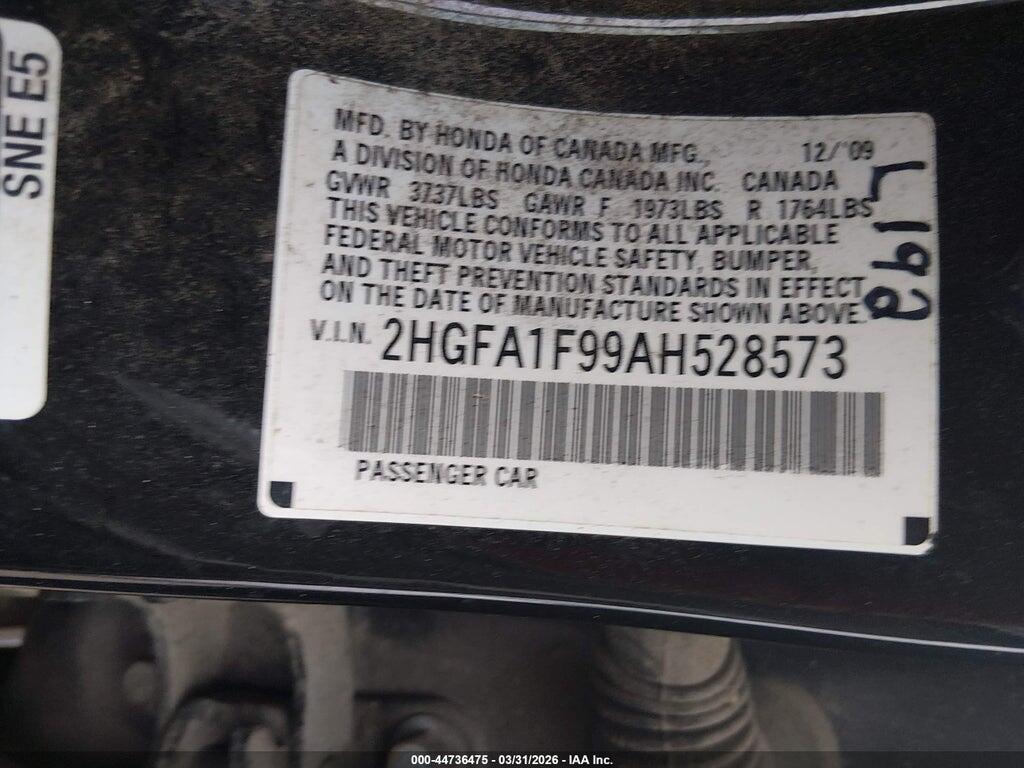 2HGFA1F99AH528573 2010 HONDA CIVIC photo no. 9