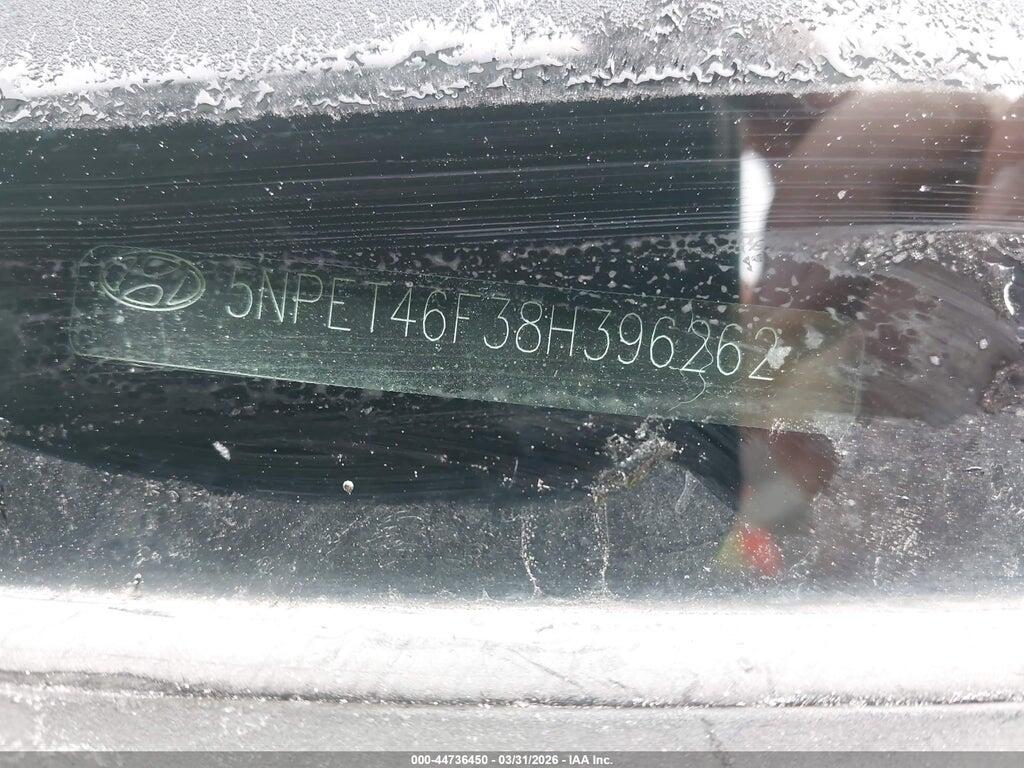 5NPET46F38H396262 2008 HYUNDAI SONATA photo no. 9