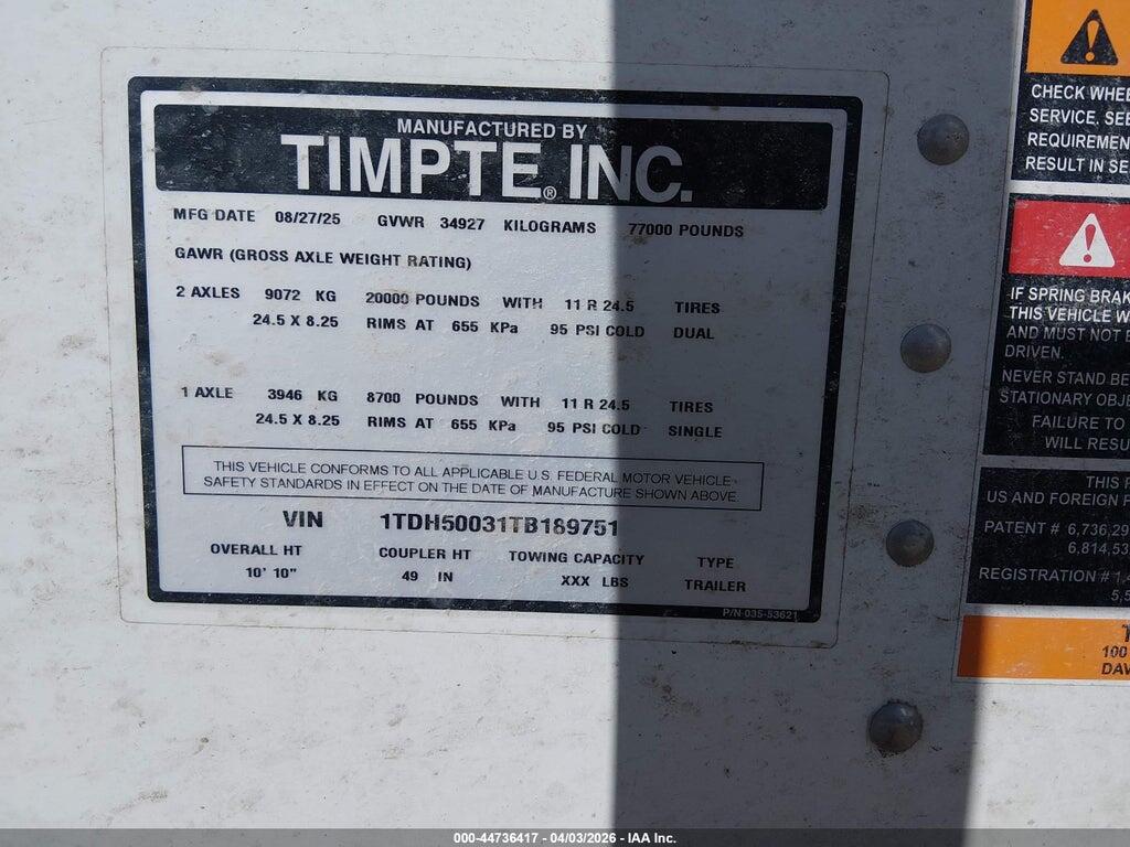 1TDH50031TB189751 2026 TIMPTE GRAIN TRAILER photo no. 9