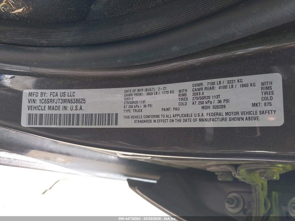 1C6SRFJT3MN638625 2021 RAM 1500 photo no. 9