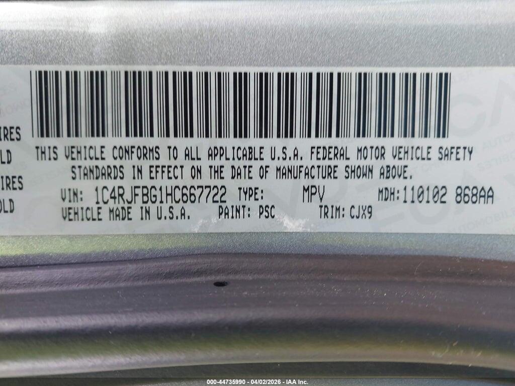 1C4RJFBG1HC667722 2017 JEEP GRAND CHEROKEE photo no. 9