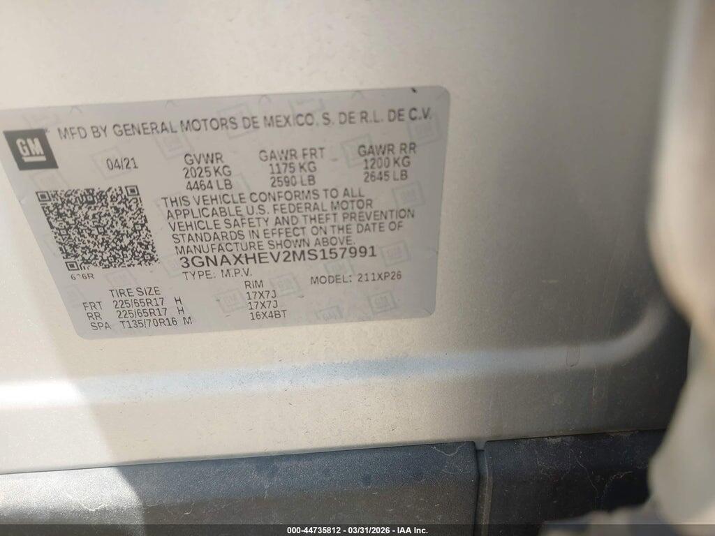 3GNAXHEV2MS157991 2021 CHEVROLET EQUINOX photo no. 9