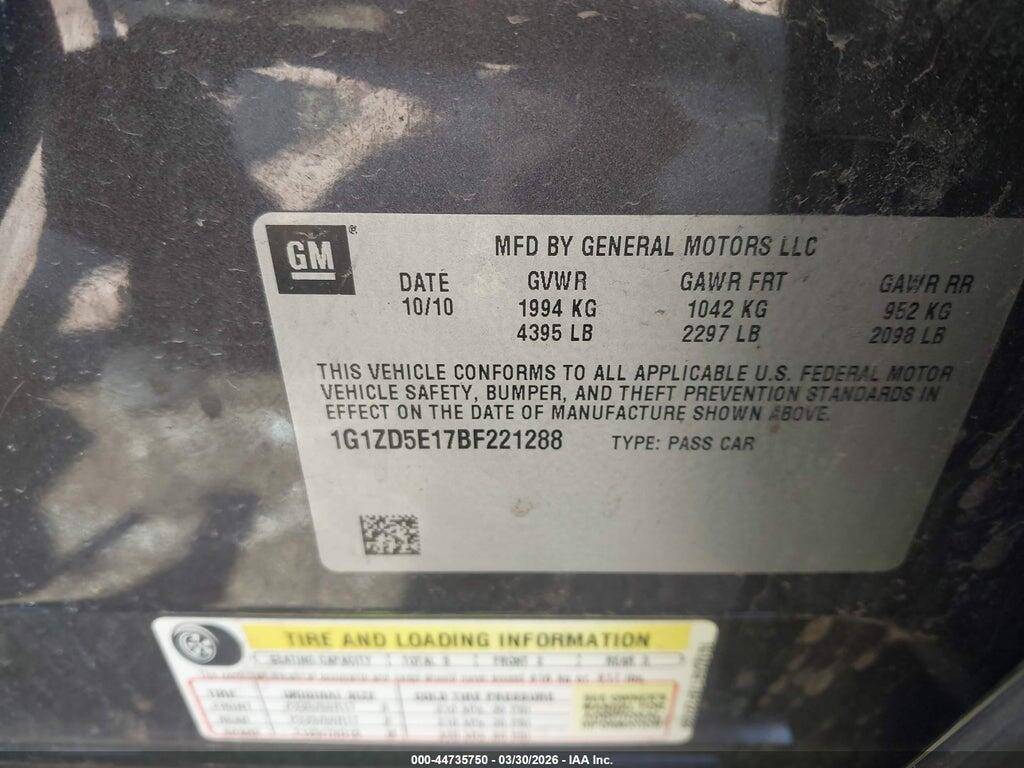 1G1ZD5E17BF221288 2011 CHEVROLET MALIBU photo no. 9