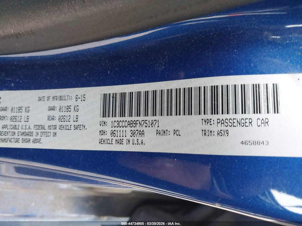 1C3CCCAB9FN751071 2015 CHRYSLER 200 photo no. 9