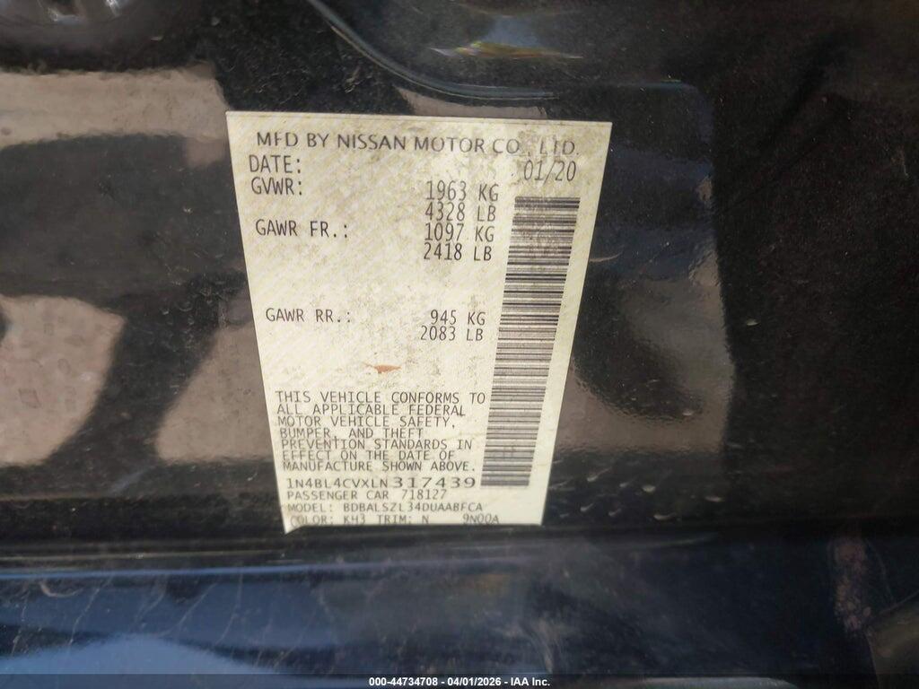 1N4BL4CVXLN317439 2020 NISSAN ALTIMA photo no. 9