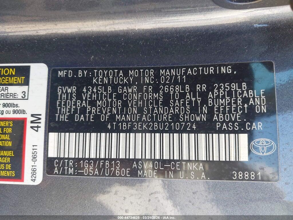 4T1BF3EK2BU210724 2011 TOYOTA CAMRY photo no. 9