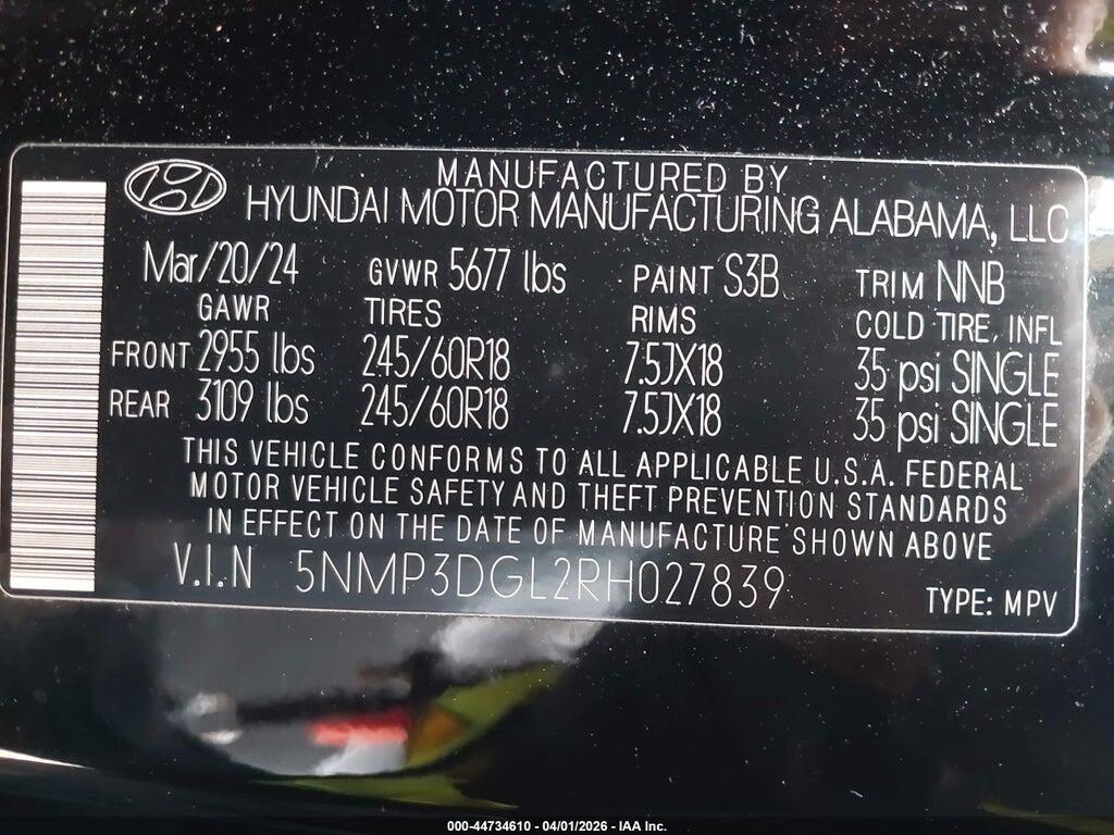 5NMP3DGL2RH027839 2024 HYUNDAI SANTA FE photo no. 9