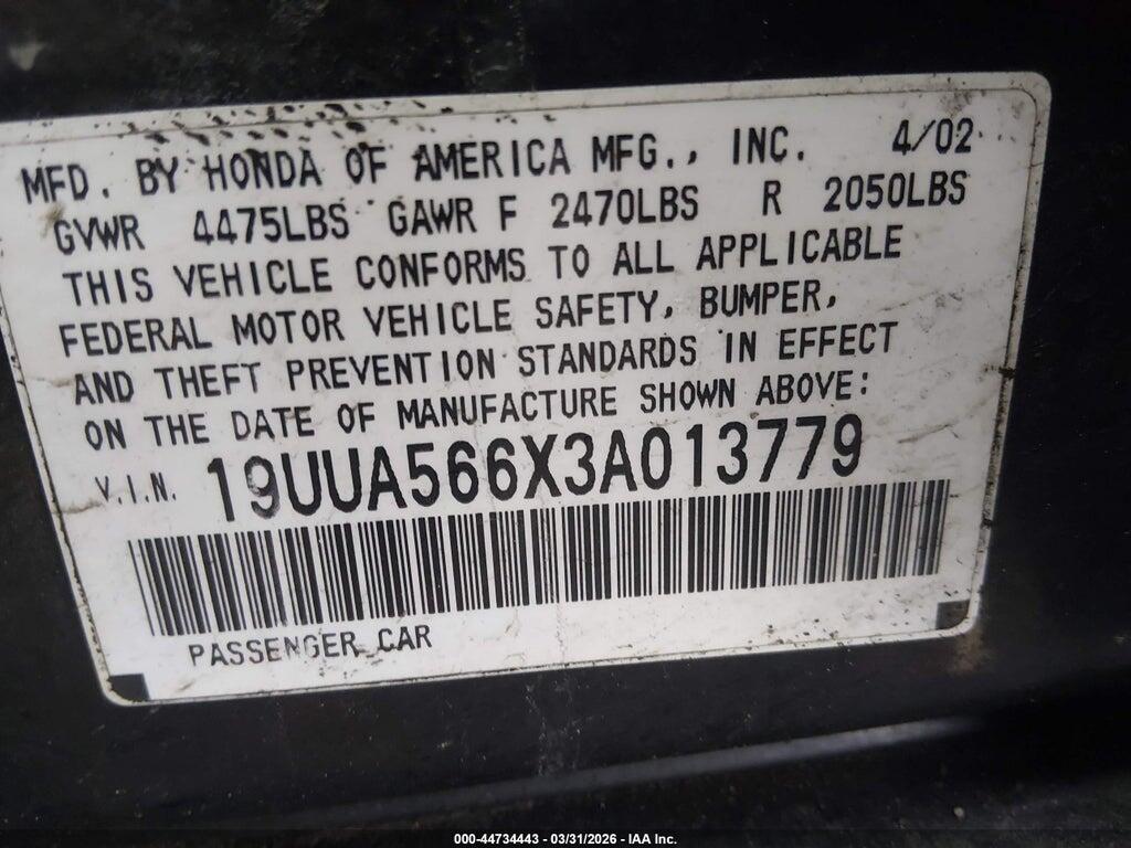 19UUA566X3A013779 2003 ACURA TL photo no. 9