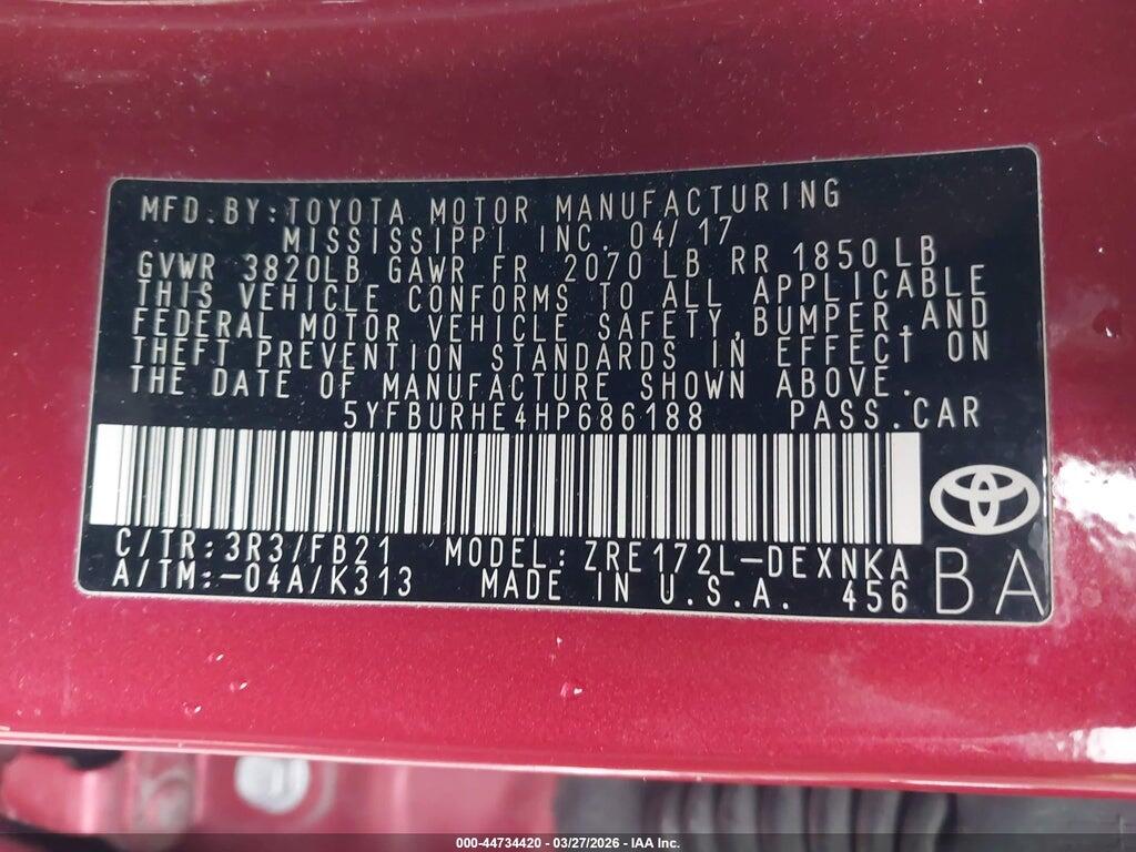 5YFBURHE4HP686188 2017 TOYOTA COROLLA photo no. 9