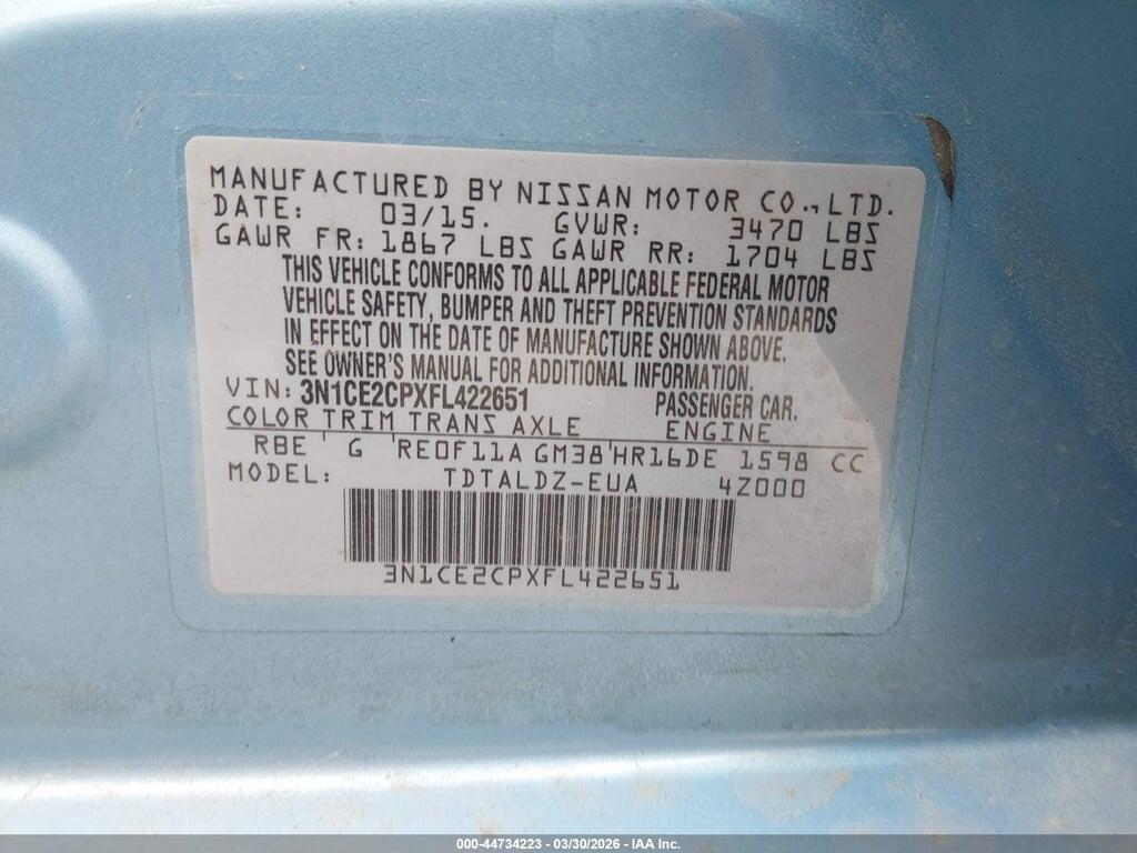 3N1CE2CPXFL422651 2015 NISSAN VERSA NOTE photo no. 9