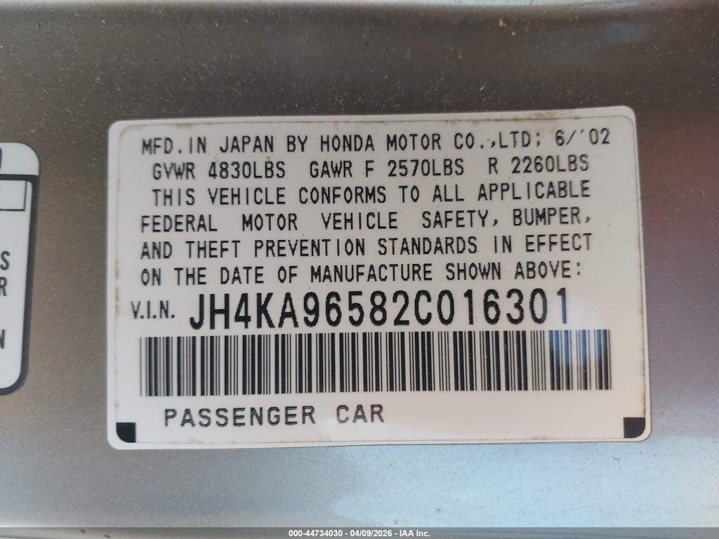 JH4KA96582C016301 2002 ACURA RL photo no. 9