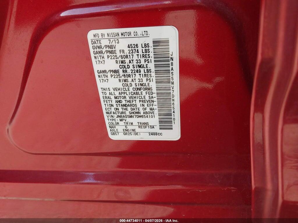 JN8AS5MV7DW654101 2013 NISSAN ROGUE photo no. 9